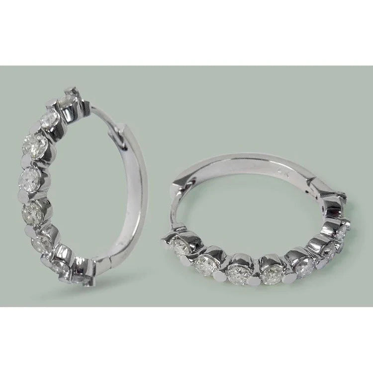 2.40 Ct Round Natural Diamond Women Hoop Earring 14K
