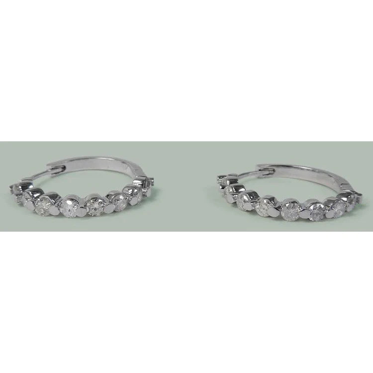 2.40 Ct Round Natural Diamond Women Hoop Earring 14K White Gold