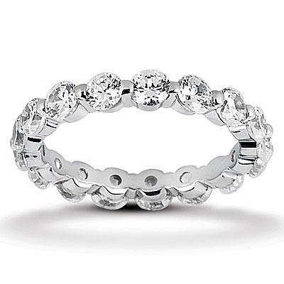 2.40 Carats Round Lab Grown Diamond Eternity Engagement Band 14K White Gold