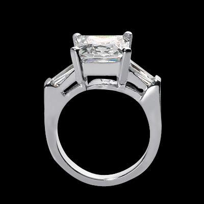 2.45 Ct. Princess & Baguette Genuine Diamonds Three Stone Wedding Ring