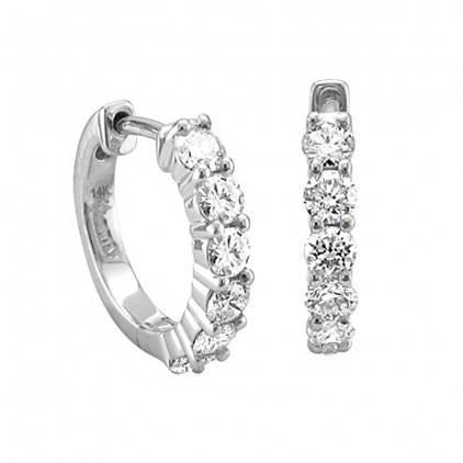 2.4 Ct Prong Set Round Genuine Diamond Hoop Earring