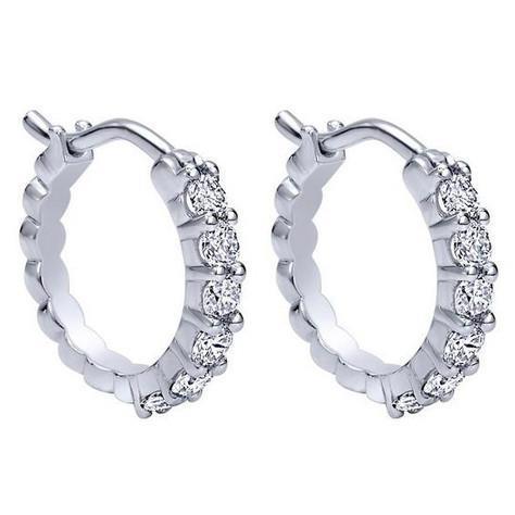 2.4 Ct Round Cut Genuine Diamond Hoop Earrings 14K White Gold