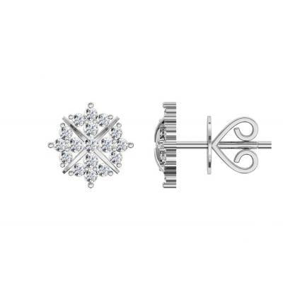 2.4 Ct Round Real Diamond Stud Earring 14K White Gold