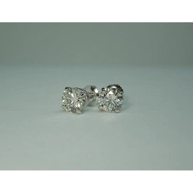 2.50 Carat Round Brilliant Natural Diamonds Stud Pair Earrings