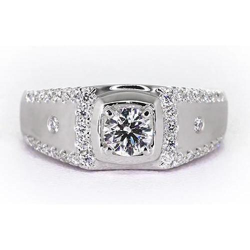 2.50 Carats Anniversary Ring Round Real Diamond 4 Prong Set White Gold 14K