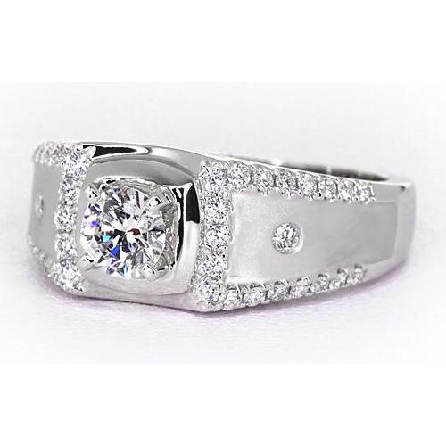 2.50 Carats Anniversary Ring Round Real Diamond 4 Prong Set White Gold 14K