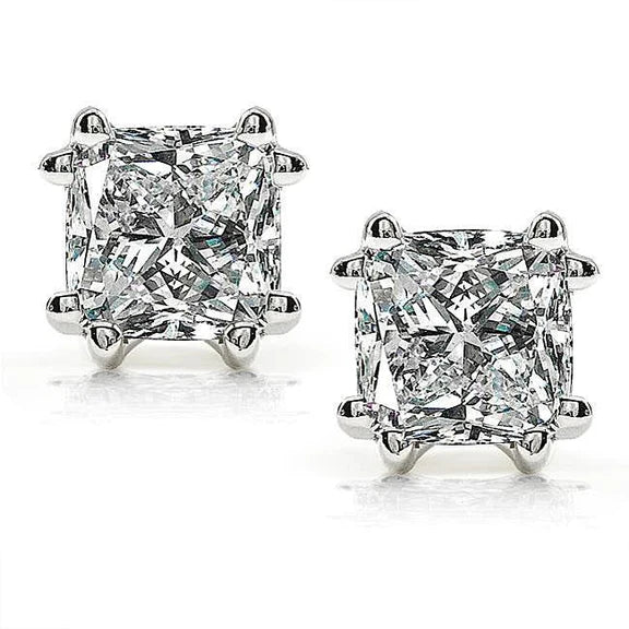2.50 Carats Cushion Cut Natural Diamond Stud Earring White Gold 14K Jewelry