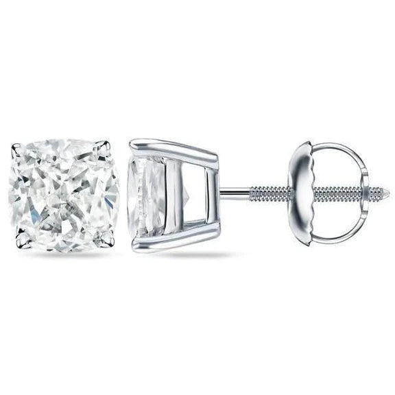 2.50 Carats Cushion Cut Natural Diamonds Ladies Studs Earring White Gold 14K