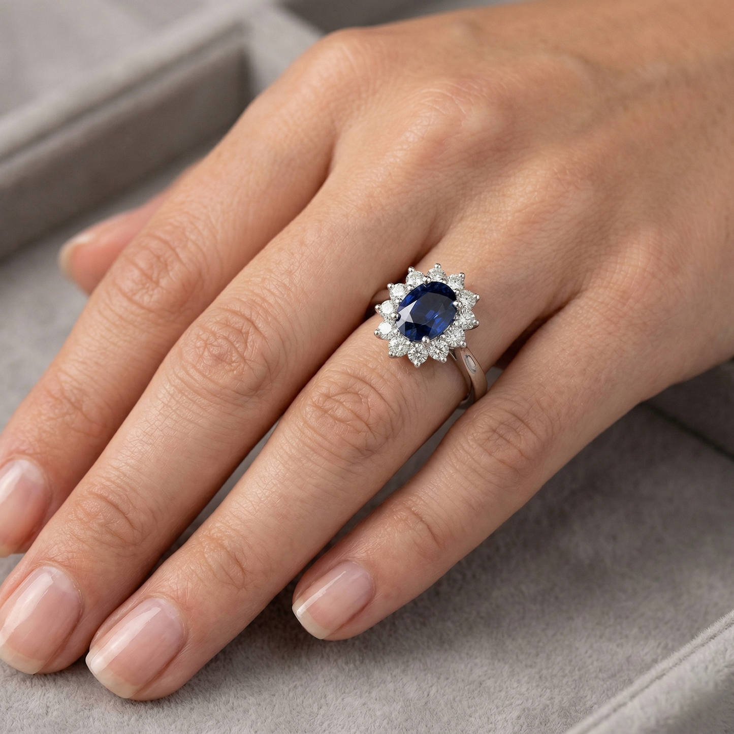 2.50 Carats Oval Ceylon Sapphire With Natural Earth Mined Diamond ( Not Lab Grown )s Wedding Ring14K