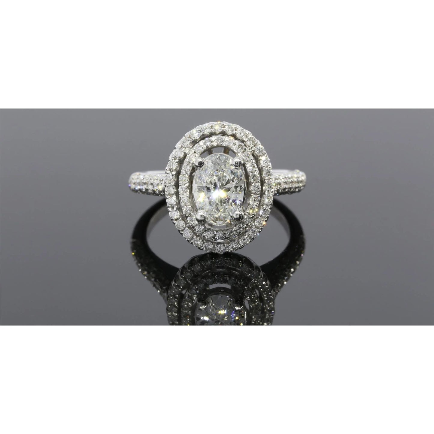 2.50 Carats Oval Double Halo Real Diamond Ring