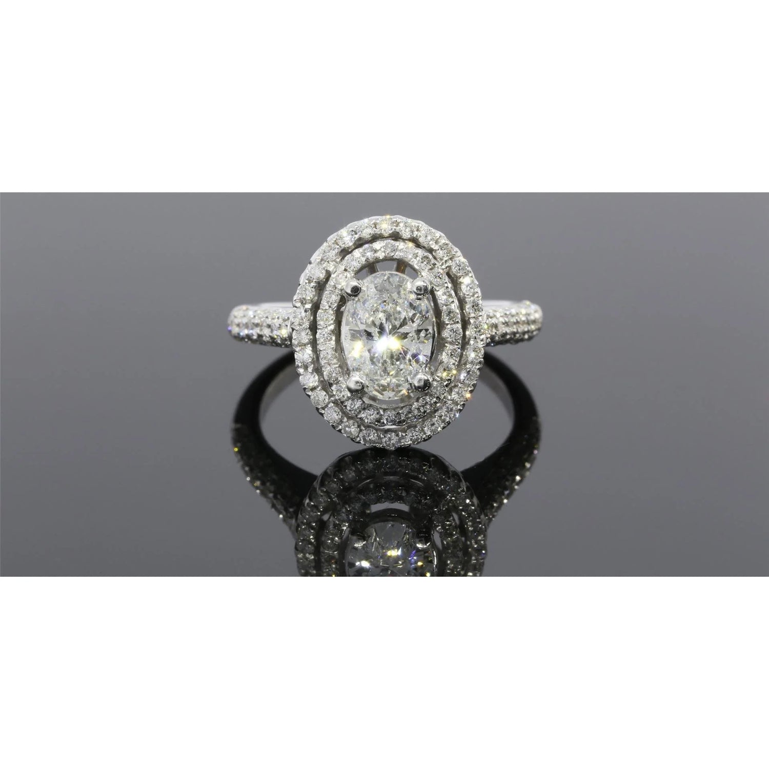2.50 Carats Oval Double Halo Real Diamond Ring