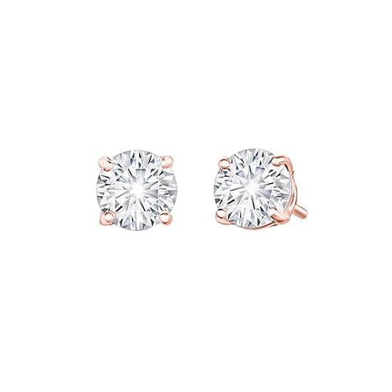 2.50 Carats Real Diamonds Studs Earrings Rose Gold 14K - Stud Earrings-harrychadent.ca