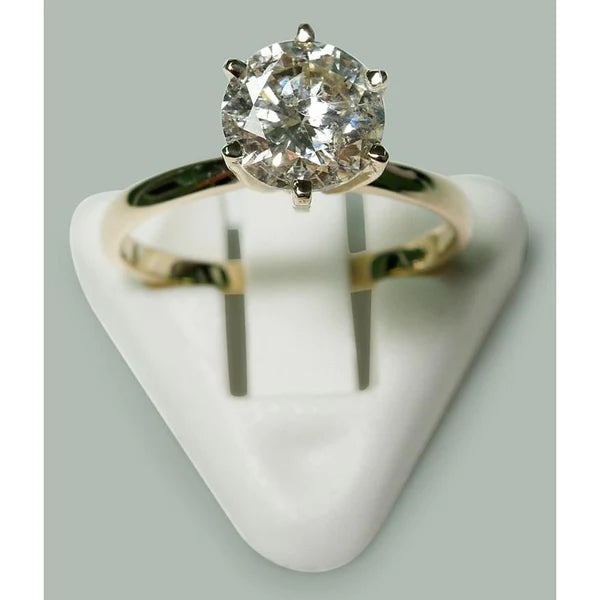 2.50 Carats Round Real Diamond Solitaire Engagement Ring Yellow Gold 14K