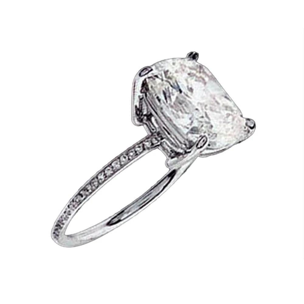 2.50 Ct. Sparkling Cushion Real Diamond Ring Solitaire With Accents
