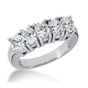 2.50 Ct Oval Cut Lab Grown Diamond 5 Stone Half Eternity Band Gold Jewelry - Half Eternity Band-harrychadent.ca