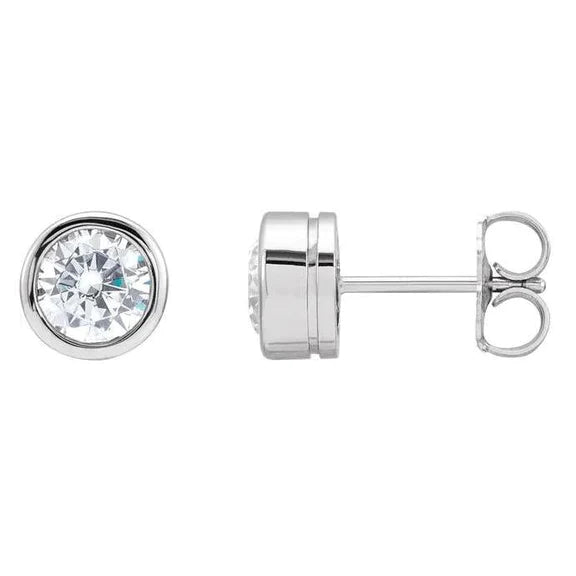 2.50 carats Bezel Set Real Diamonds Studs Earrings White Gold
