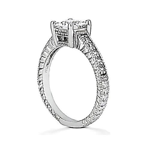 2.51 Carat Genuine Diamond Antique Style Ring With Accents White Gold