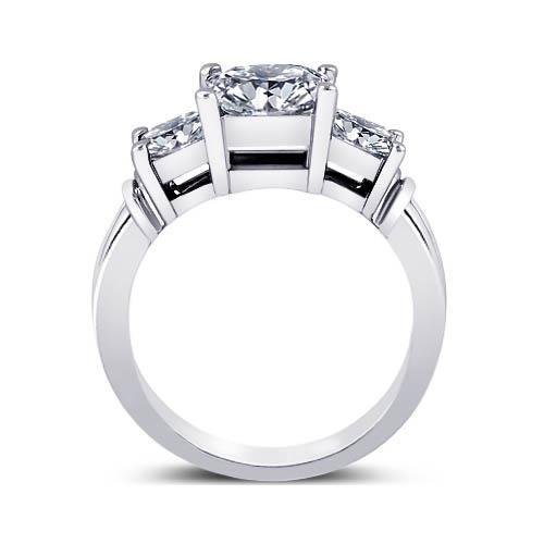 2.51 Carat Princess Real Diamonds Engagement Ring 3 Stone Gold