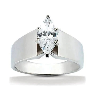 2.5 Carat Real Marquise Diamond Thick Shank Ring
