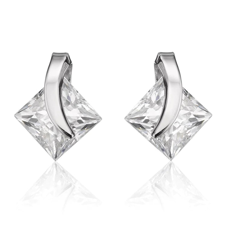 2.5 Ct Princess Cut Genuine Diamond Stud Earring 14K White Gold
