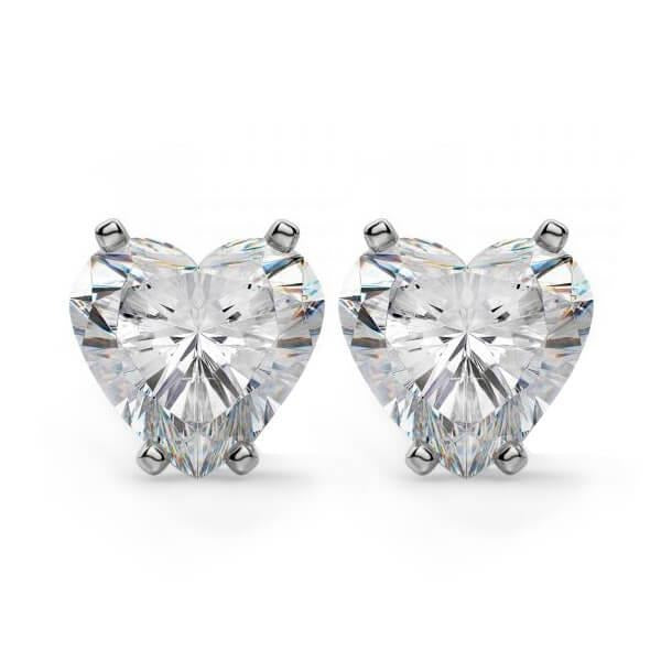 2.5 Ct Real Heart Shaped Diamond Stud Fine Earring Pair White Gold 14K