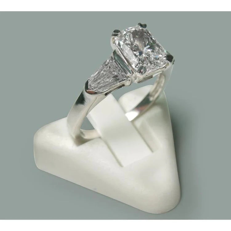 2.60 Ct Radiant Genuine Diamond Three Stone Style Ring Jewelry