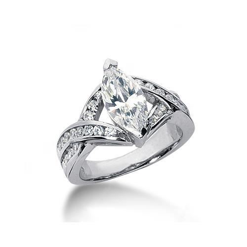 2.61 Carat Genuine Diamonds Marquise Cut Engagement Ring White Gold