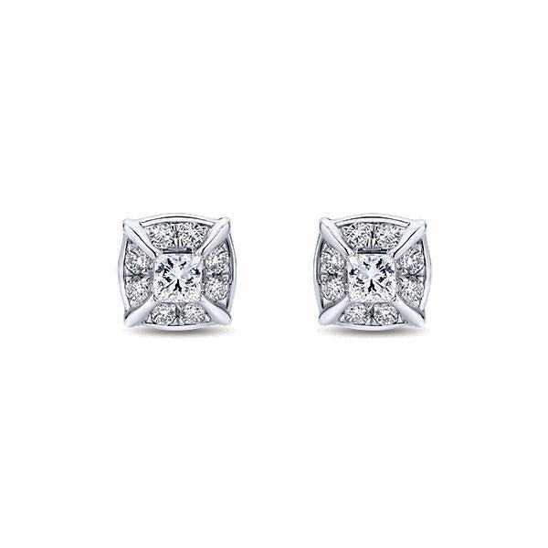 2.6 Ct Princess Cut Sparkling Genuine Diamonds Lady Stud Halo Earring