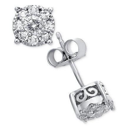 2.6 Ct Prong Set Round Cut Real Diamond Women Stud Earrings Halo