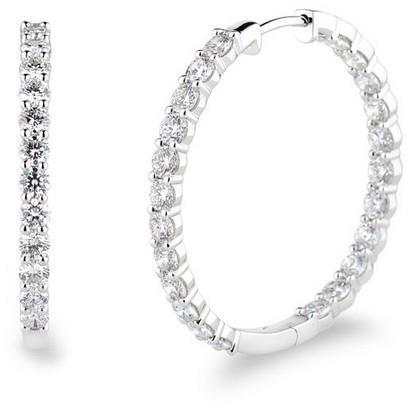 2.70 Ct Round Brilliant Cut Genuine Diamond Hoop Earrings