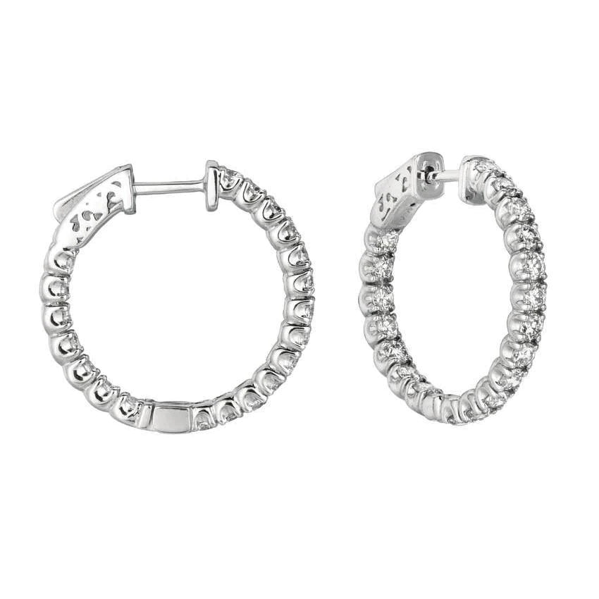 2.75 Carat Round Brilliant Genuine Diamond Hoop Pair Earring White Gold 14K