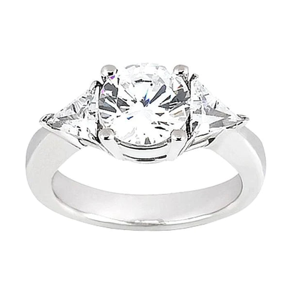 2.75 Carat Round & Trilliant Three Stone Real Diamond Ring White Gold