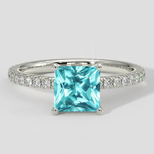 2.75 Carats Paraiba Ring Cushion Cut