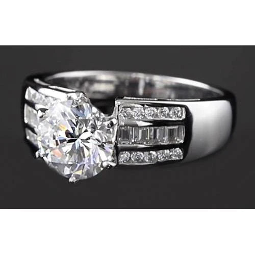 2.75 Carats Round Genuine Diamond Engagement Women's Ring