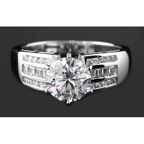 2.75 Carats Round Genuine Diamond Thick Shank Engagement Women's Ring