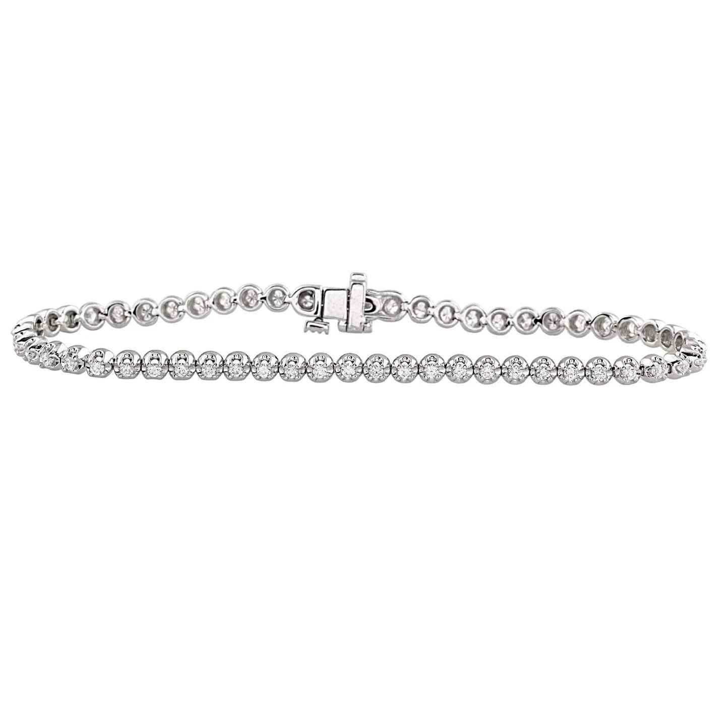 2.75 Carats Small Round Cut Real Diamonds Women Tennis Bracelet Gold 14K