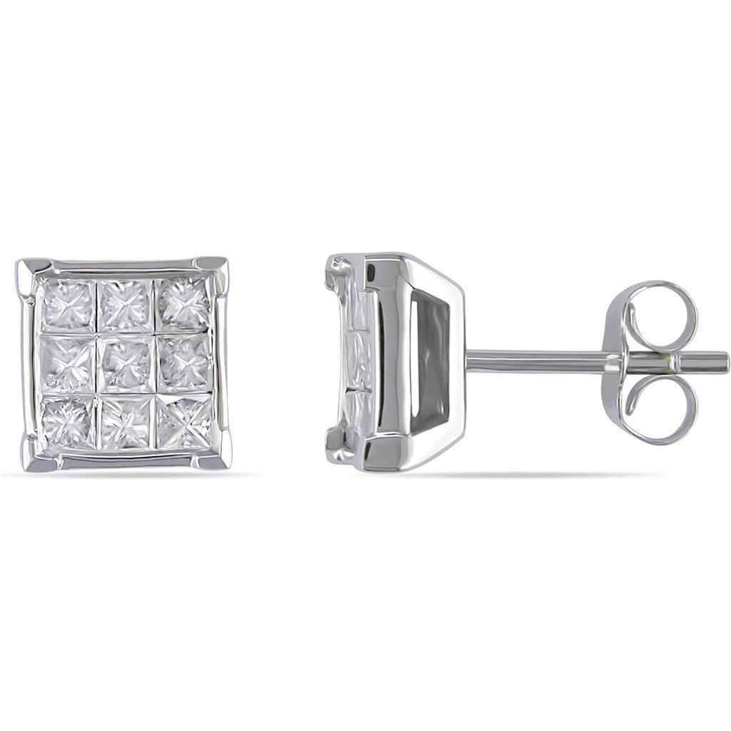 2.7 Ct Princess Cut Natural Diamond Stud Earring
