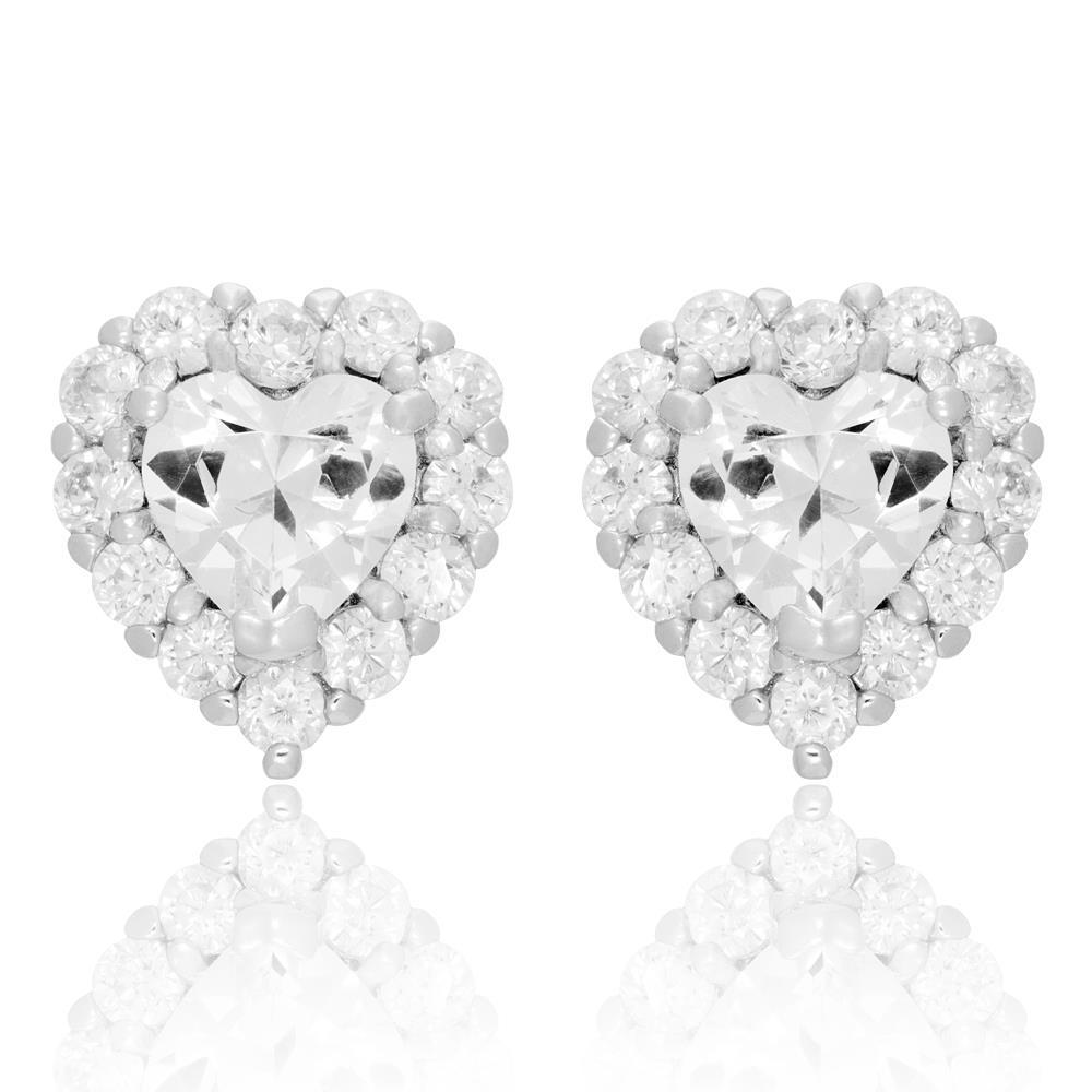 2.80 Carats New Round And Heart Cut Genuine Diamond Halo Stud Earrings