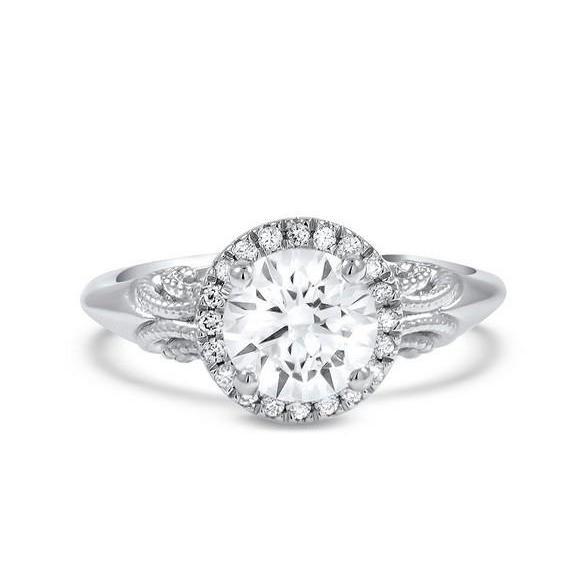 2.85 Ct Accented Round Natural Diamond Halo Ring White Gold
