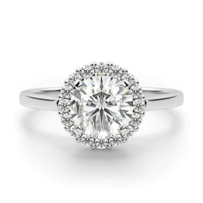 2.90 Carats Round Real Diamond Ring 14K Gold White