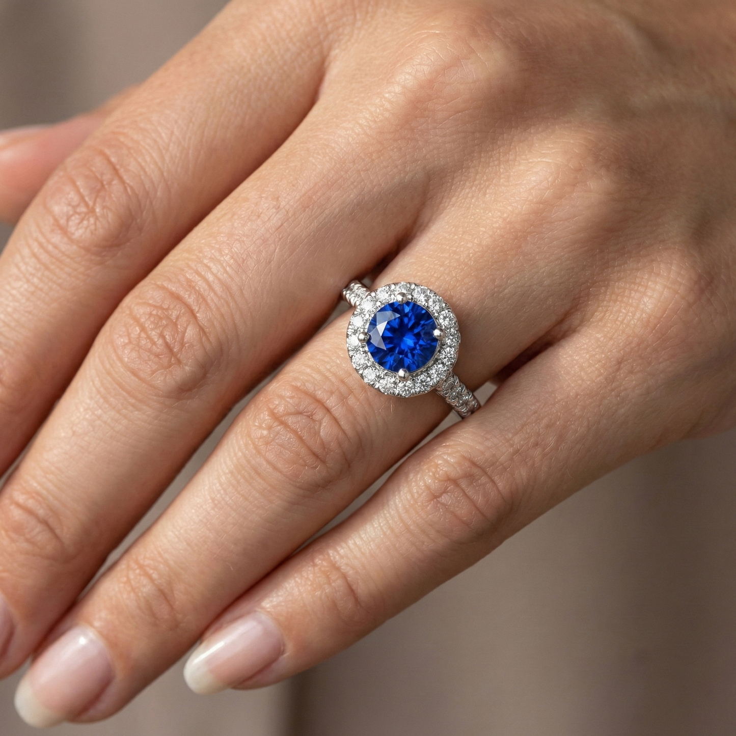 2.90 Ct Sri Lanka Blue Sapphire With Natural Earth Mined Diamond ( Not Lab Grown ) Ring White Gold 14K