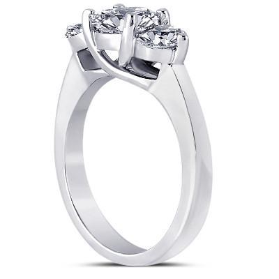 2.91 Carat Three Stone Round Genuine Diamond Engagement Ring
