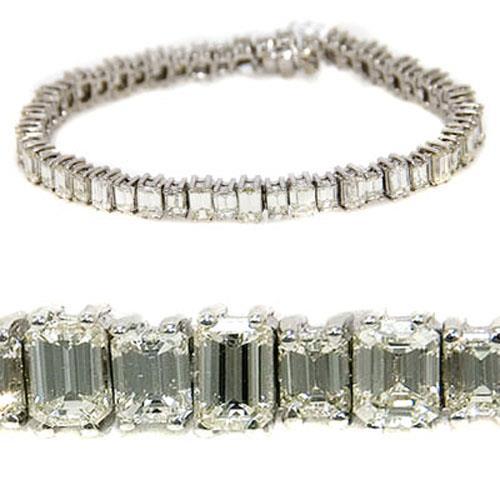 20.80 Ct Emerald Cut Lab Grown Diamonds Tennis Bracelet Solid White Gold Jewelry
