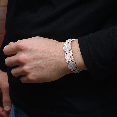 20 Carats Pave Set Princess Cut Diamond Men Bracelet