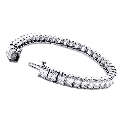 20 Ct Sparkling Emerald Cut Lab Grown Diamond Tennis Bracelet White Gold