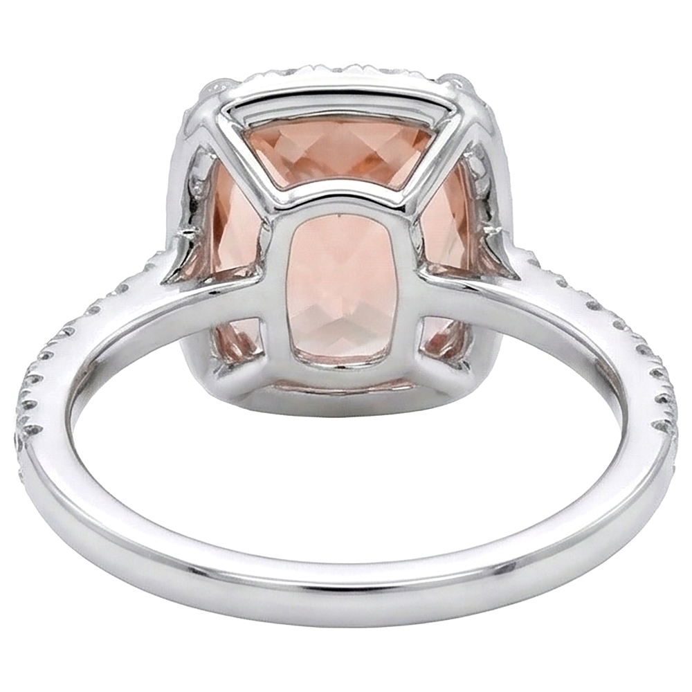 25.25 Carats Morganite And Natural Earth Mined Diamond ( Not Lab Grown )s Wedding Ring Gold White 14K