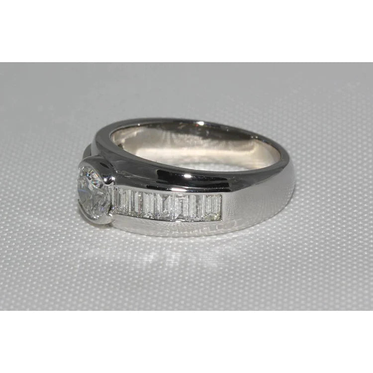 2 Carat Natural Diamonds Engagement Ring Men's Band White Gold