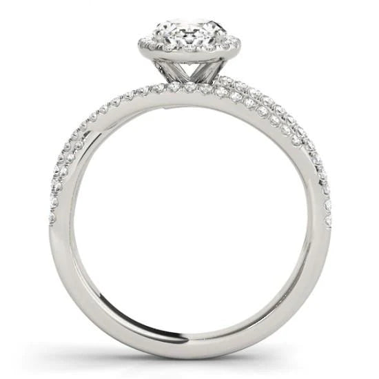 2 Carat Oval & Round Real Diamonds Ring Split Shank White Gold