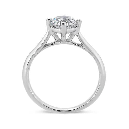 Prong Setting Round Brilliant Real Diamond Solitaire Ring