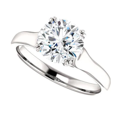 2 Carat Round Real Diamond Solitaire Ring White Gold 14K